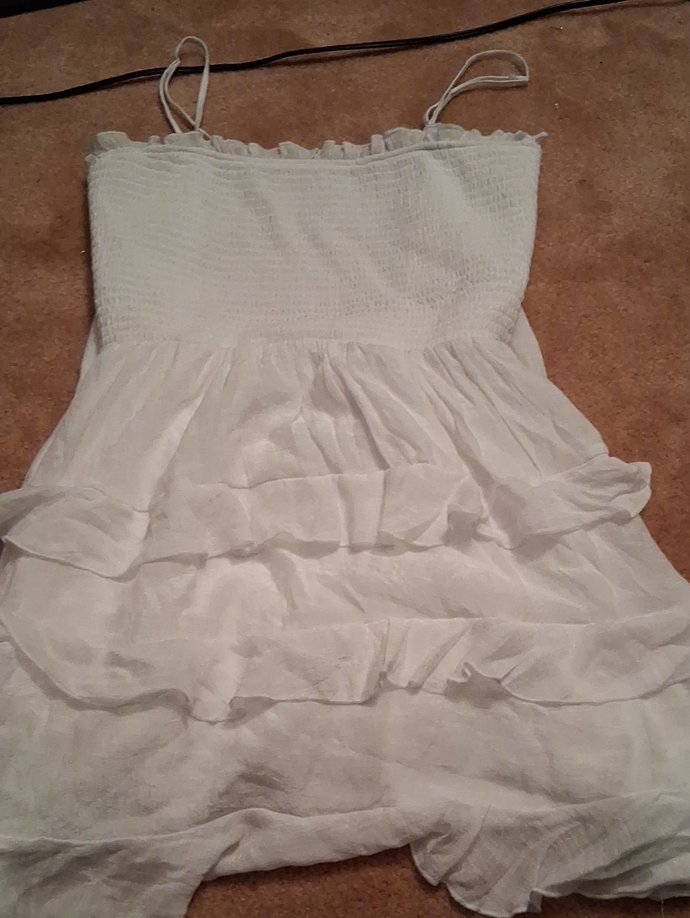 Trixxi White Ruffled Spaghetti-Strap Girls Dress
